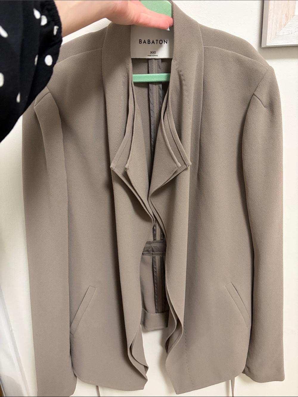 Babaton Taupe Open Draped Blazer